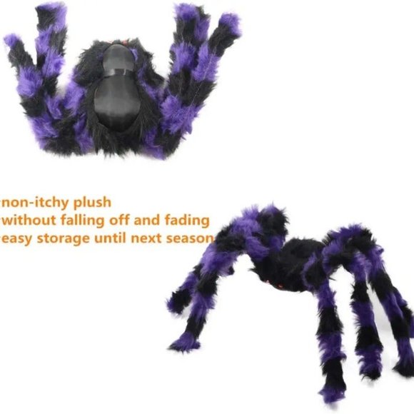 5 Pcs Halloween Spider Giant Spider with Red Eyes Colorful Hairy Scary Halloween - Picture 4 of 7
